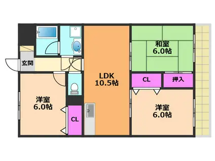 ソレイユハイツM-1(3LDK/3階)の間取り写真