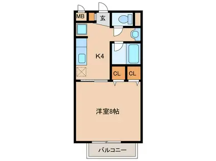 サープラスI雉子野B棟(1K/1階)の間取り写真