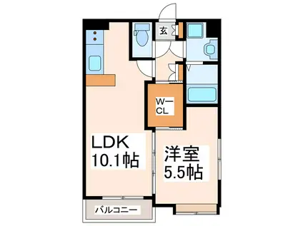 メイン白山(1LDK/3階)の間取り写真