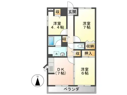 サンシャインまつも(3DK/2階)の間取り写真