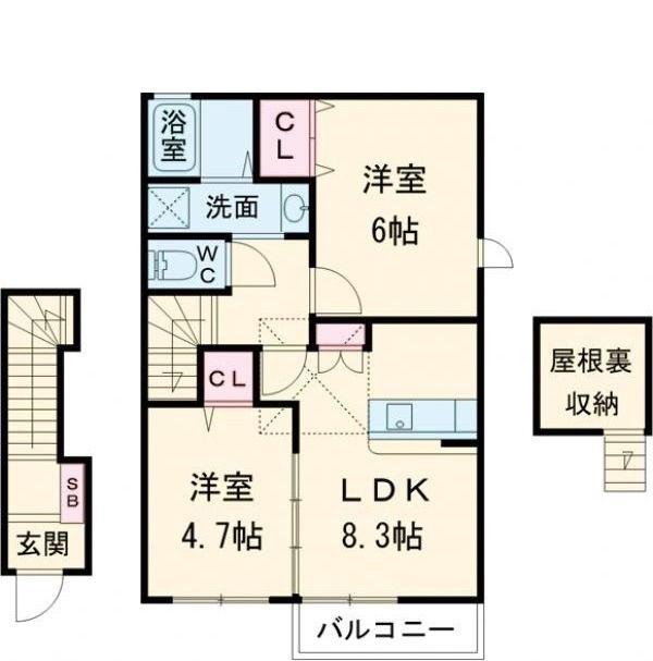 MO-V A(2LDK/2階)の間取り写真