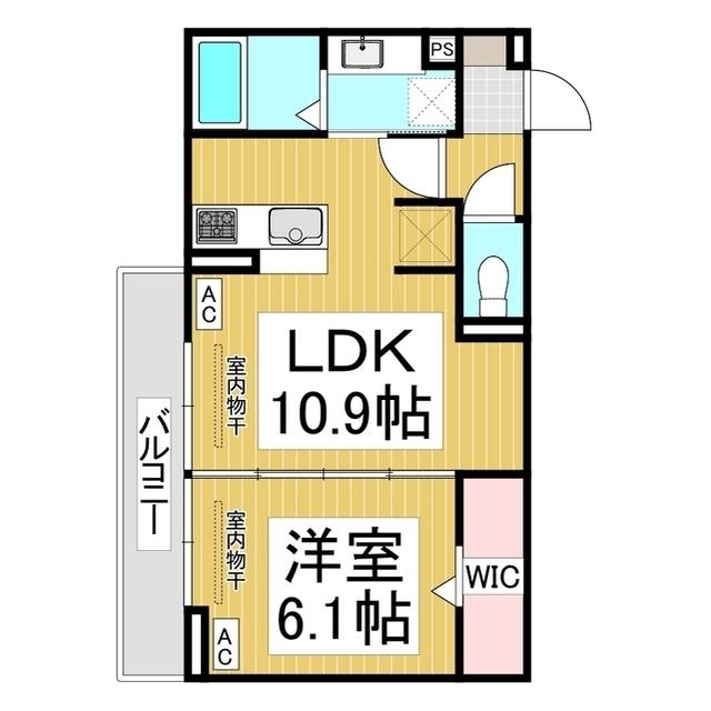 トリシア東口(1LDK/3階)の間取り写真