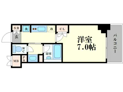 クレストコート靱公園 THE CLASS(1K/8階)の間取り写真