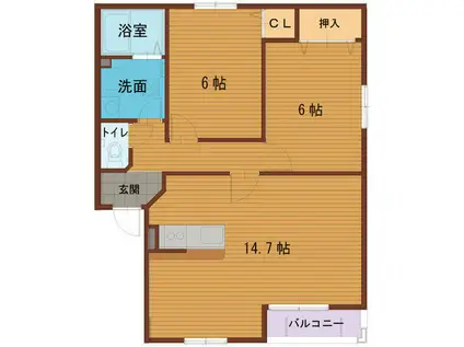 サンウェル(2LDK/1階)の間取り写真