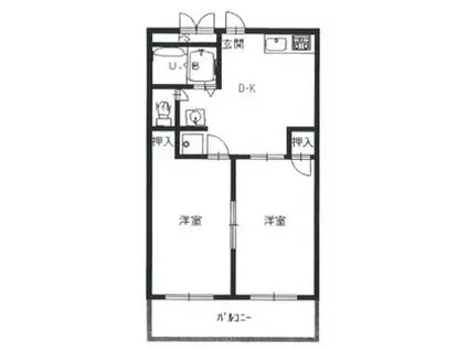 コーポカグラ(2DK/4階)の間取り写真