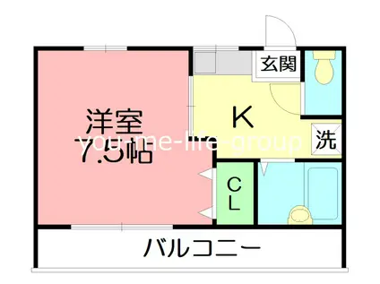 クレスト(1K/1階)の間取り写真