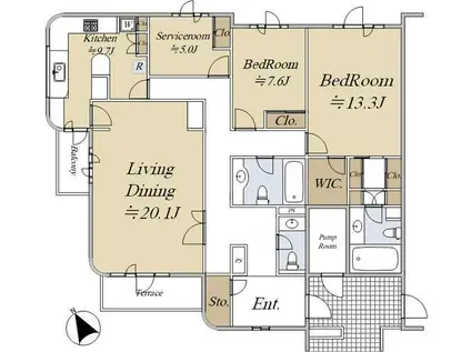 フェアフィールド代々木(2SLDK/1階)の間取り写真