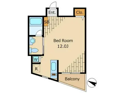 ベルファース松濤(ワンルーム/4階)の間取り写真