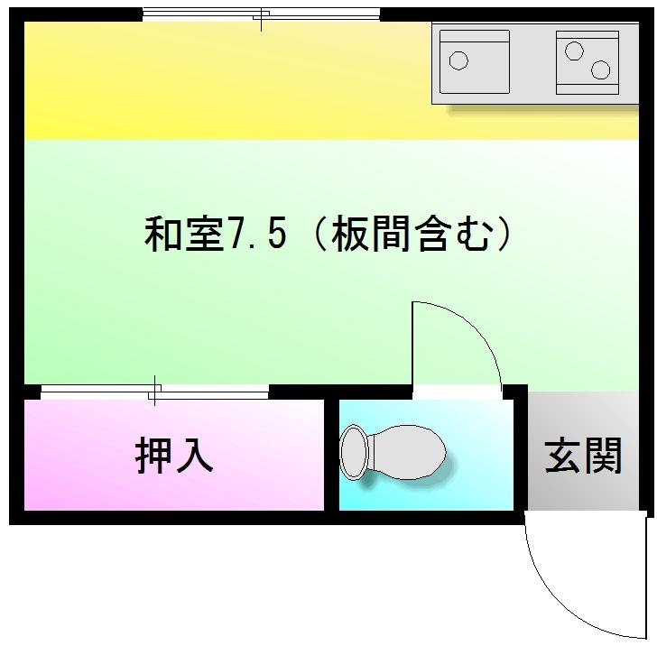 くすの木ハイツ(ワンルーム/2階)の間取り写真
