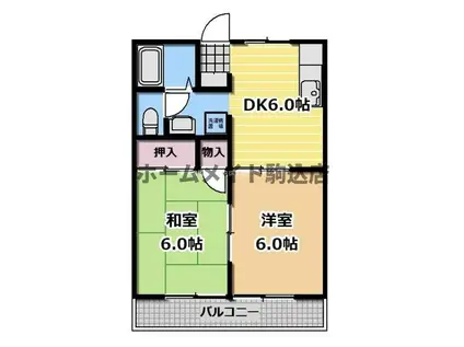 メルベーユ(2DK/2階)の間取り写真