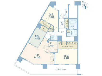 センターフィールド浦和美園壱番街フロントランド(3LDK/11階)の間取り写真