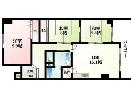 ルノーブル(3LDK/8階)の間取り写真