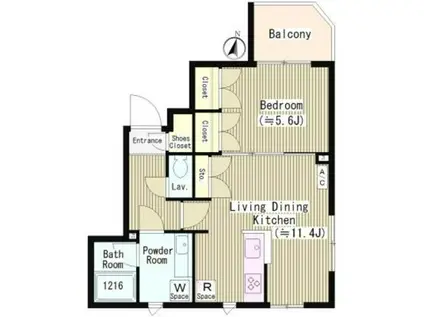 ファレール笹塚(1LDK/2階)の間取り写真