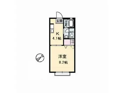 カーサクレールB(1K/2階)の間取り写真