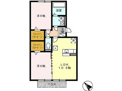 L´ESPOIR(2LDK/1階)の間取り写真