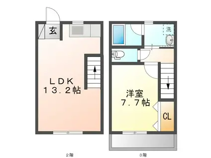 クレスト新浜(1LDK/2階)の間取り写真