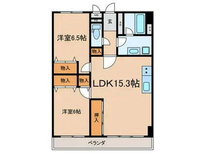 HACHIBUSE鳴尾(2LDK/1階)の間取り写真