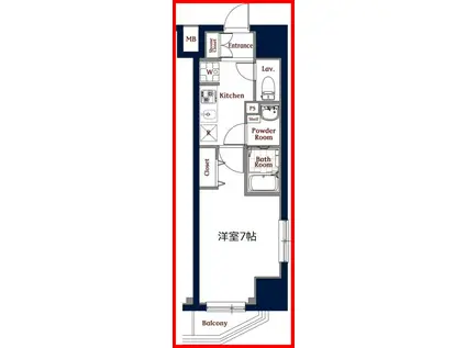 エヌステージ上野(1K/7階)の間取り写真