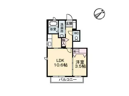 リヴァージュ(1LDK/1階)の間取り写真