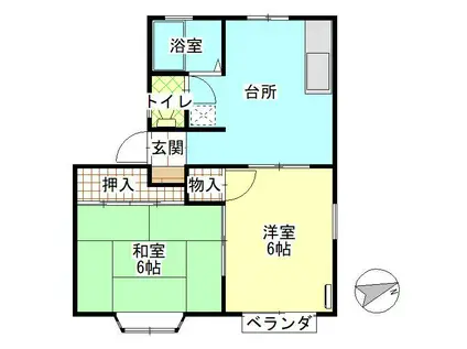 ル・メルシー(2DK/2階)の間取り写真