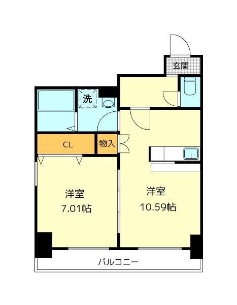 アーバン肴町(1LDK/7階)の間取り写真