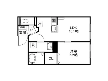 MONREVEII(1LDK/4階)の間取り写真