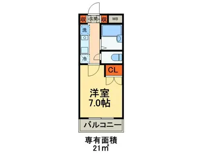 レジディア浦安(1K/5階)の間取り写真