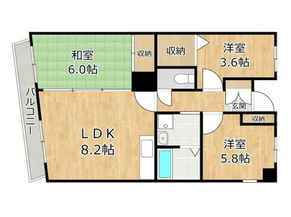 ヴェローノ出来島(3LDK/2階)の間取り写真