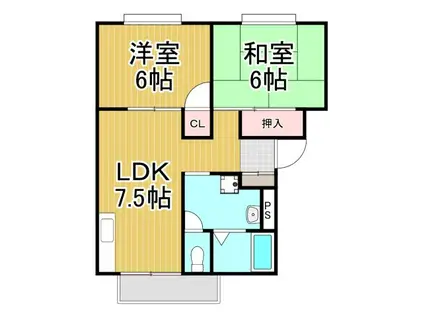 サザンコート(2DK/1階)の間取り写真