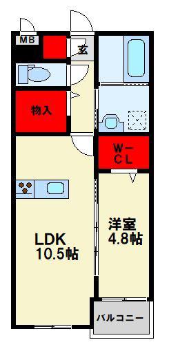 MON665(1LDK/1階)の間取り写真