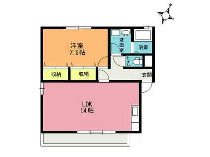 グランメールC(1LDK/1階)の間取り写真