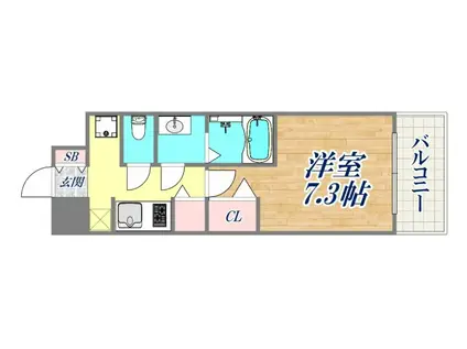 W-STYLE神戸Ⅱ(1K/8階)の間取り写真