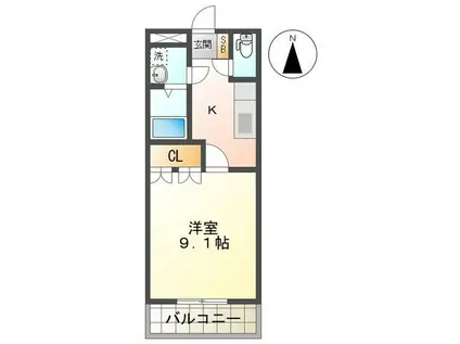 SMILEY(1K/2階)の間取り写真