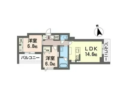 シャーメゾン戸塚(2LDK/2階)の間取り写真