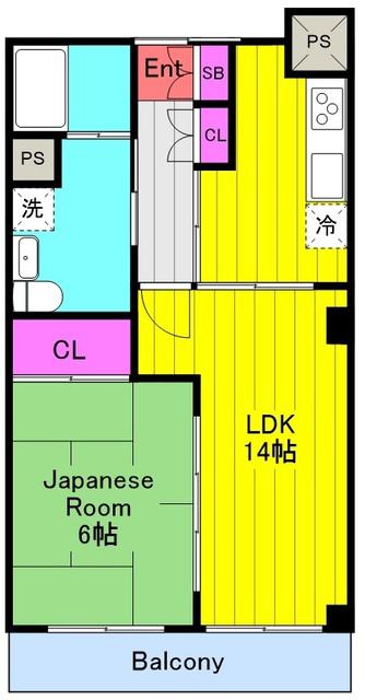 テラス上布田(1LDK/3階)の間取り写真