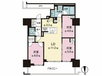 品川イーストシティタワー(3LDK/17階)の間取り写真