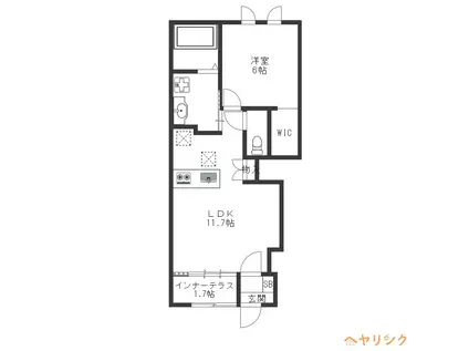 フランシーズ(1LDK/1階)の間取り写真