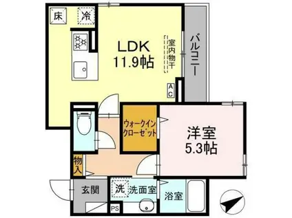 クレール山本(1LDK/1階)の間取り写真