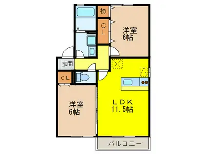フルハウス清水(2LDK/2階)の間取り写真