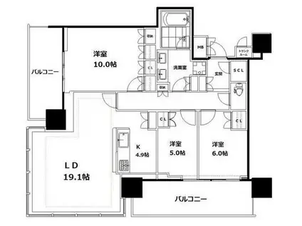 パークコート浜離宮ザタワー(3LDK/20階)の間取り写真