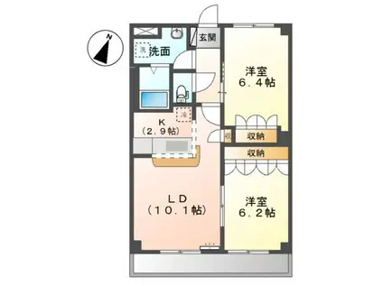 ルーク・サンホークス(2LDK/2階)の間取り写真