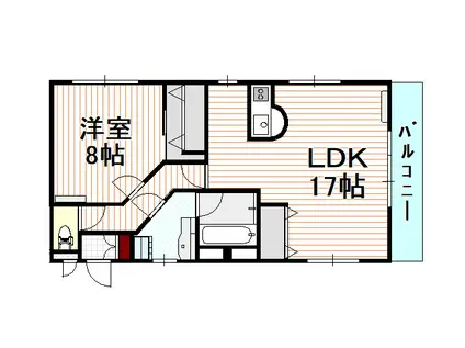ひまわり東貝塚(1LDK/1階)の間取り写真