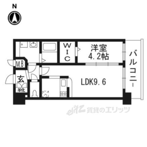 プレサンスTHEKYOTO 華苑(1LDK/6階)の間取り写真