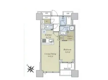シティタワー武蔵小山(1LDK/24階)の間取り写真