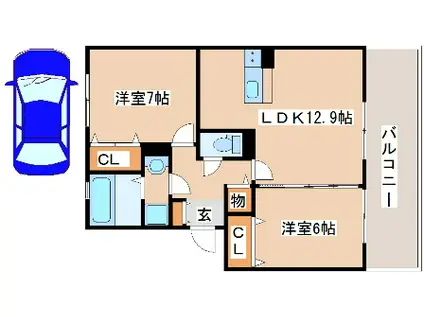 グランドアトリオ神戸西(2LDK/3階)の間取り写真