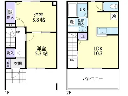 VIVALES II A(2LDK/1階)の間取り写真