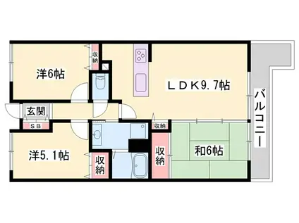 サングレイド加古川II(3LDK/10階)の間取り写真