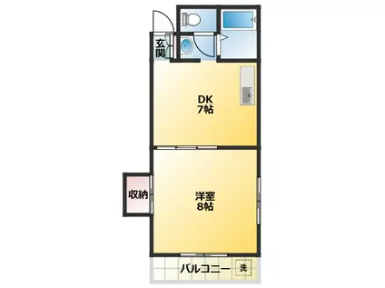 高島ハイム(1DK/2階)の間取り写真