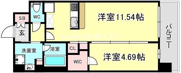 CASA REGULUS FUKUSHIMA NODA(1LDK/4階)の間取り写真