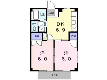 ビレッジハタヤA(2DK/1階)の間取り写真